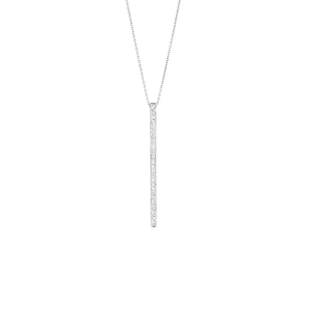 18 Karat White Gold Alice Bar Necklace with Diamonds