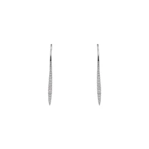 18 Karat White Gold Curved Bar Diamond Earrings