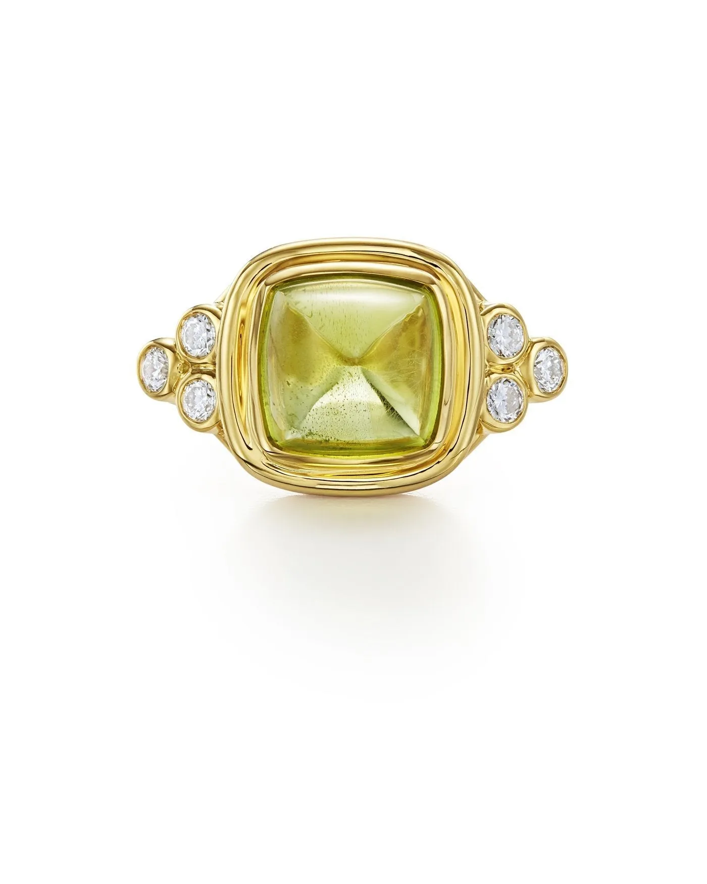 18K Collina Ring - 18KT YELLOW GOLD SUGARLOAF CABOCHAN PERIDOT RING