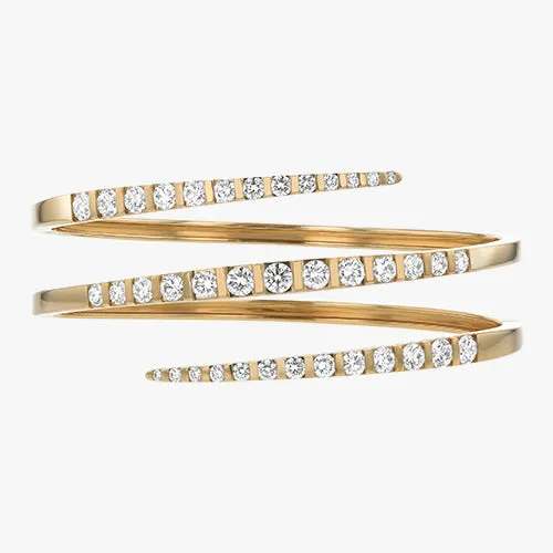 18K Gold Graduated Diamond Spiral Cuff