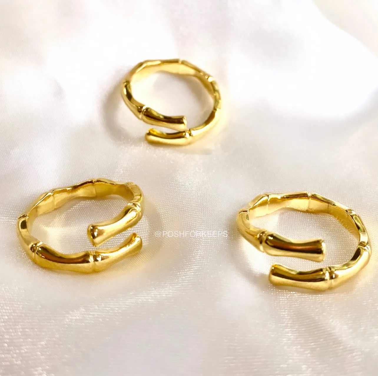 18K GOLD OPEN BAMBOO RING