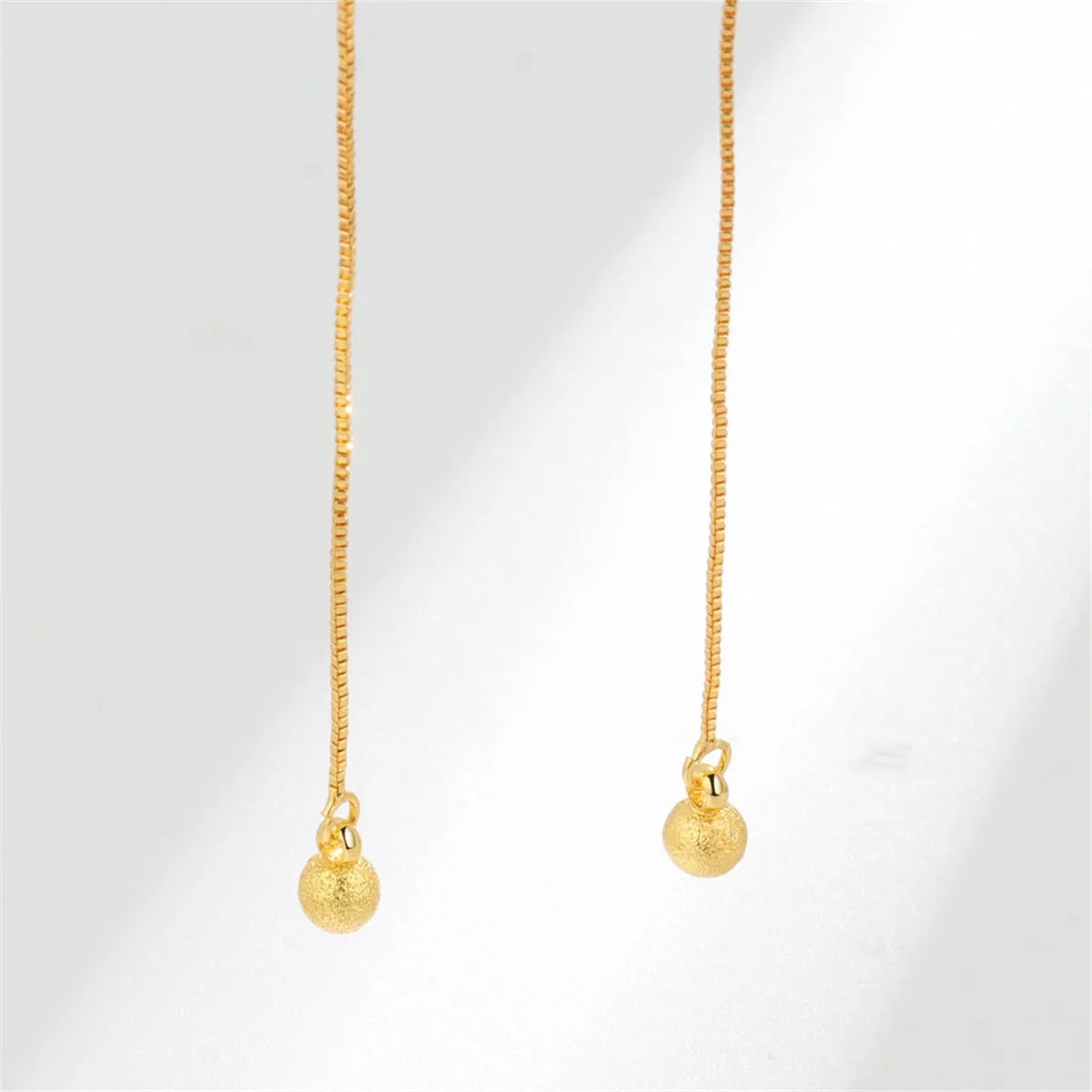 18K Gold-Plated Frosted Bead Threader Earrings