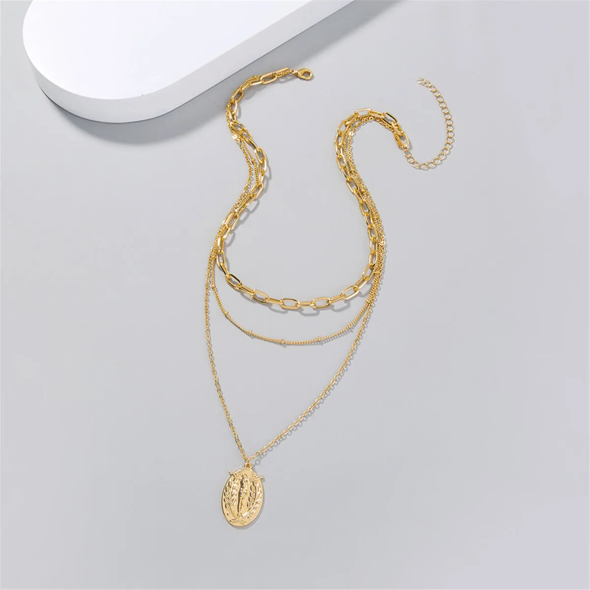 18K Gold-Plated Jesus Layered Pendant Necklace