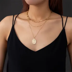 18K Gold-Plated Jesus Layered Pendant Necklace