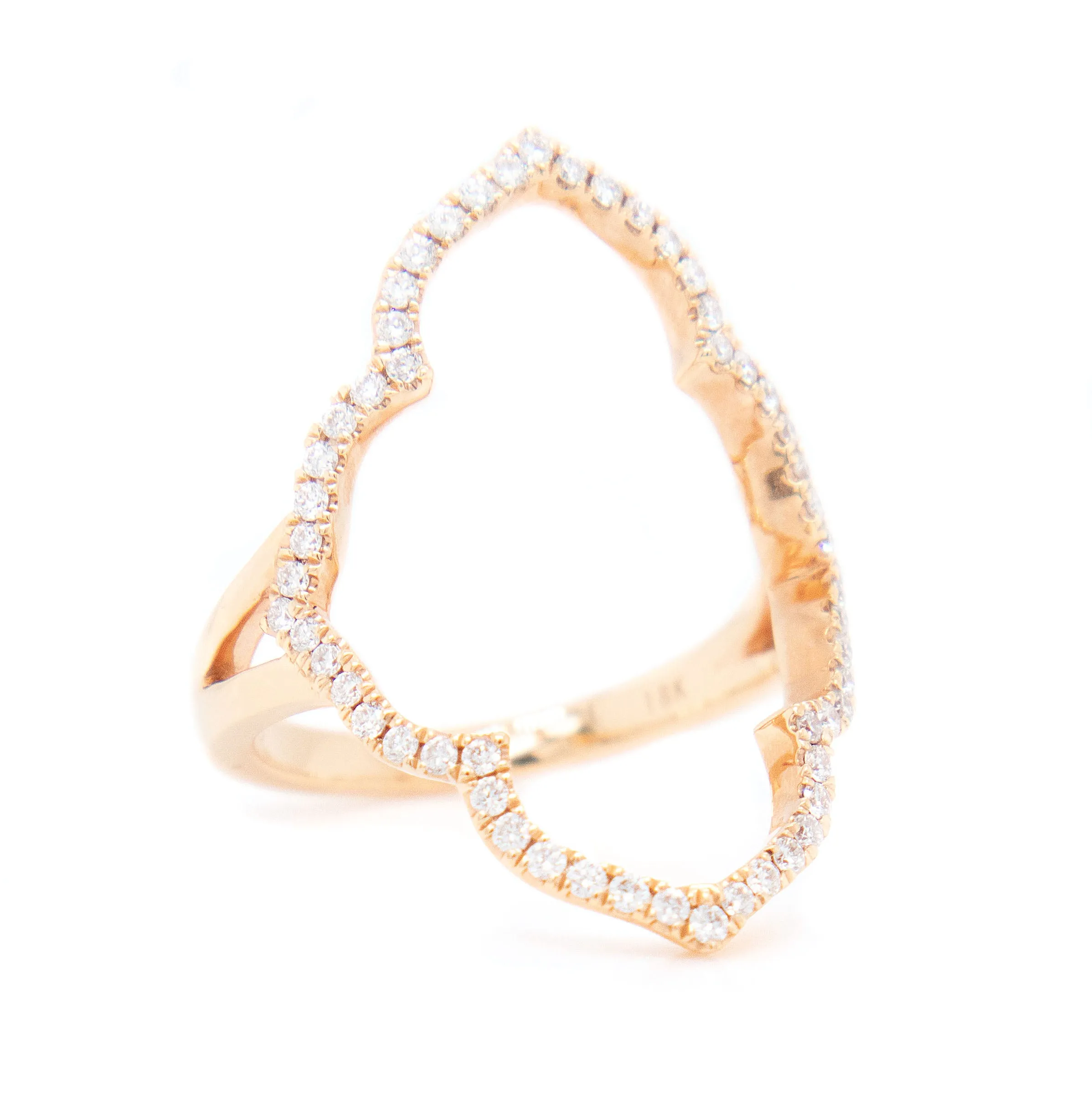 18K Open Face Yellow Gold Diamond Ring