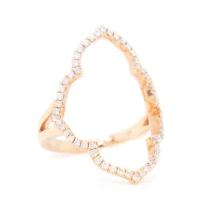 18K Open Face Yellow Gold Diamond Ring