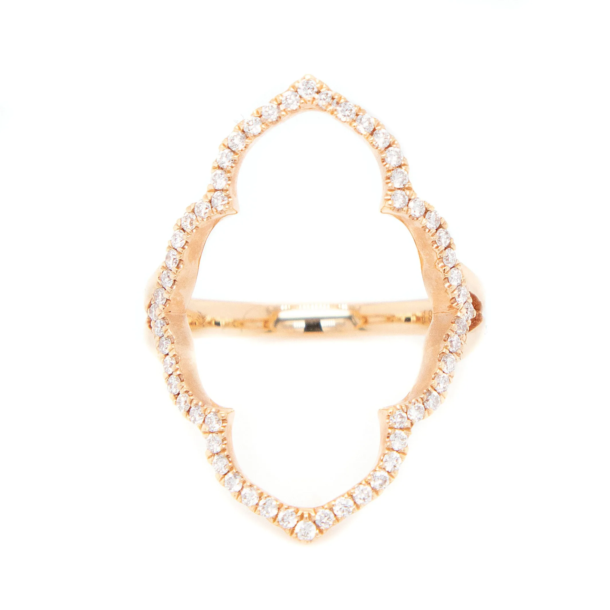 18K Open Face Yellow Gold Diamond Ring
