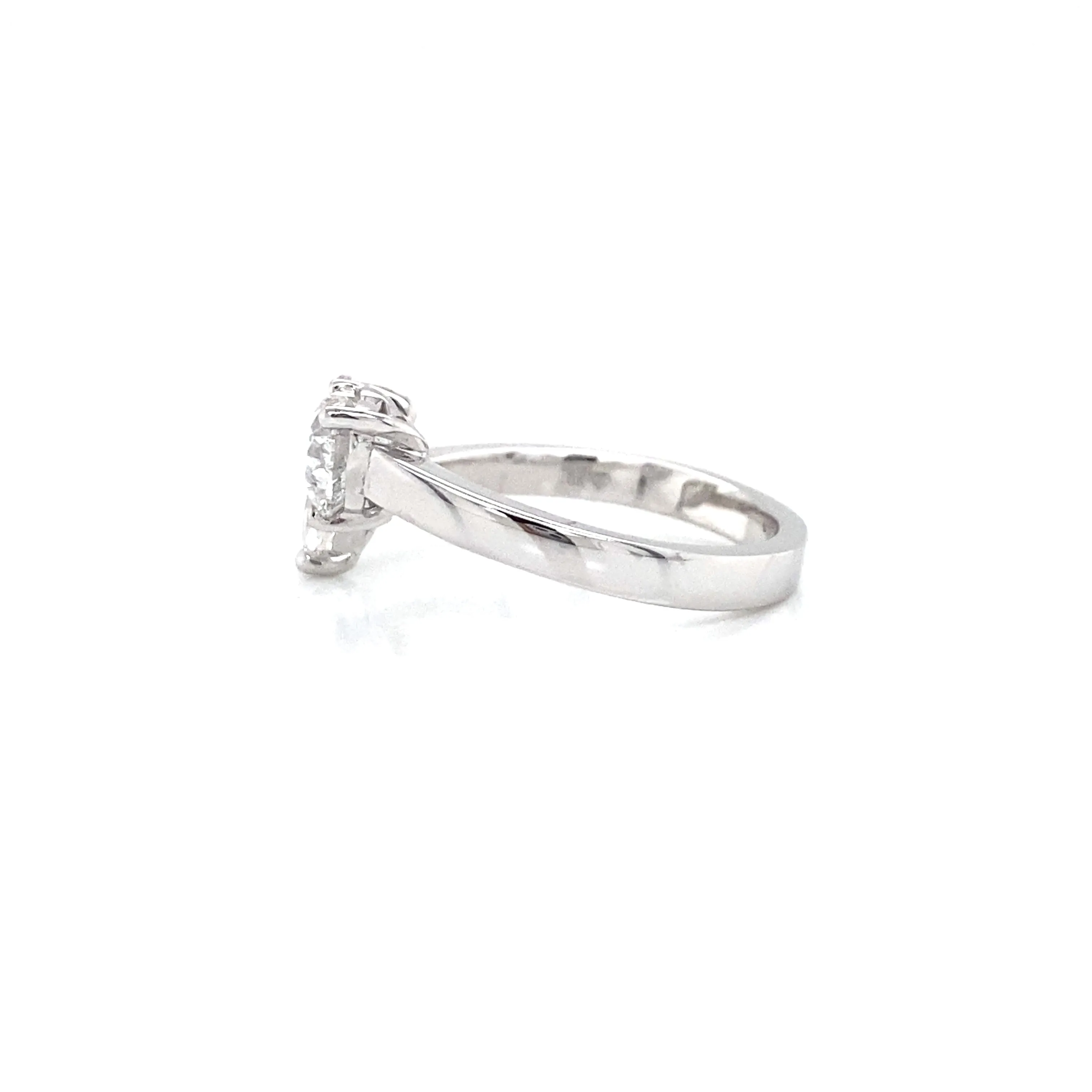 18K White Gold Marquise   Heart Diamond Open Cuff Ring