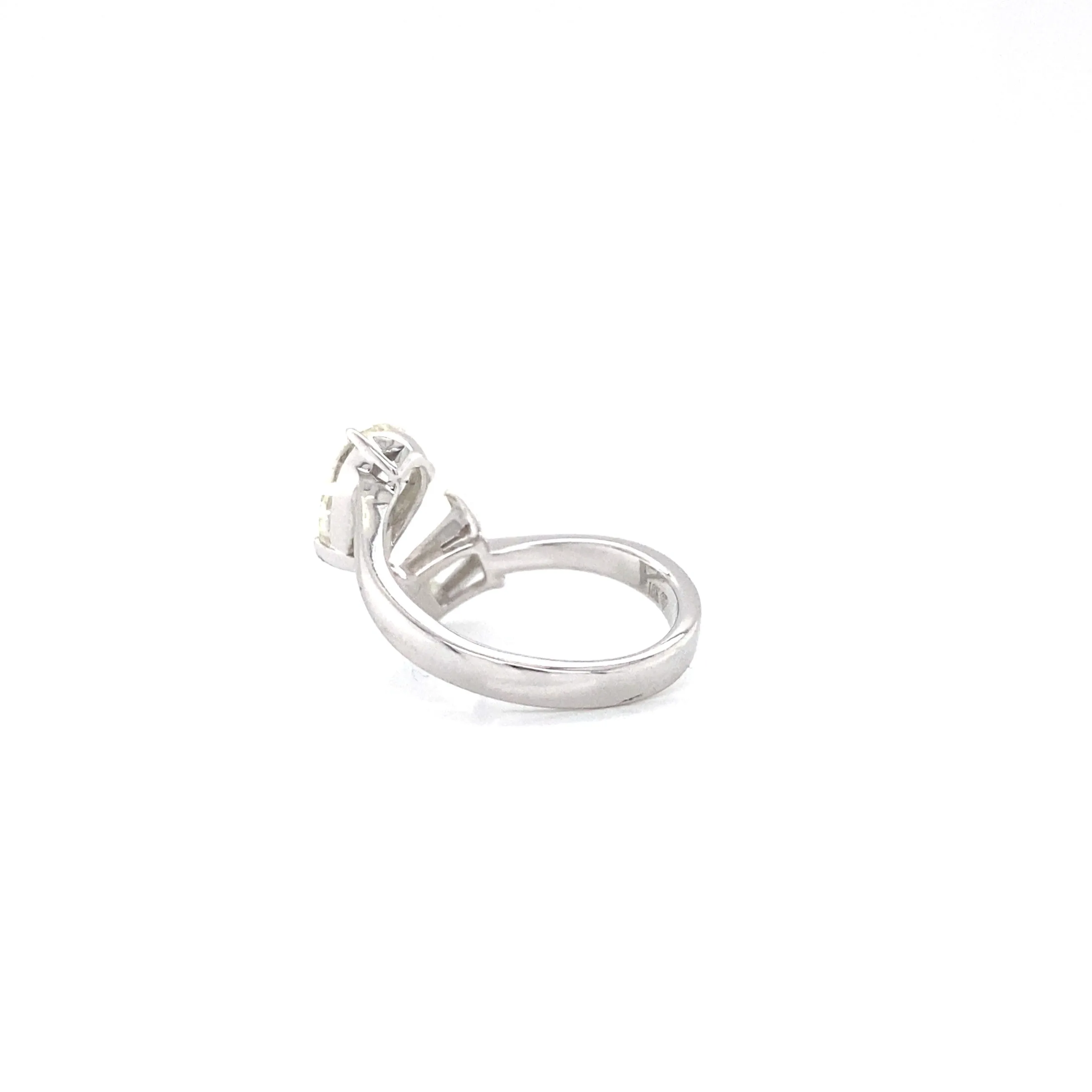 18K White Gold Pear   Emerald Diamond Open Cuff Ring