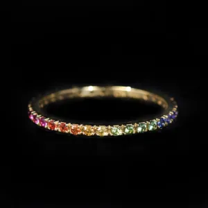 18K Yellow Gold 0.40 CTW Multi-Color Sapphire Band