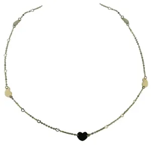 18K Yellow Gold Hearts necklace 16 inches with extra rings