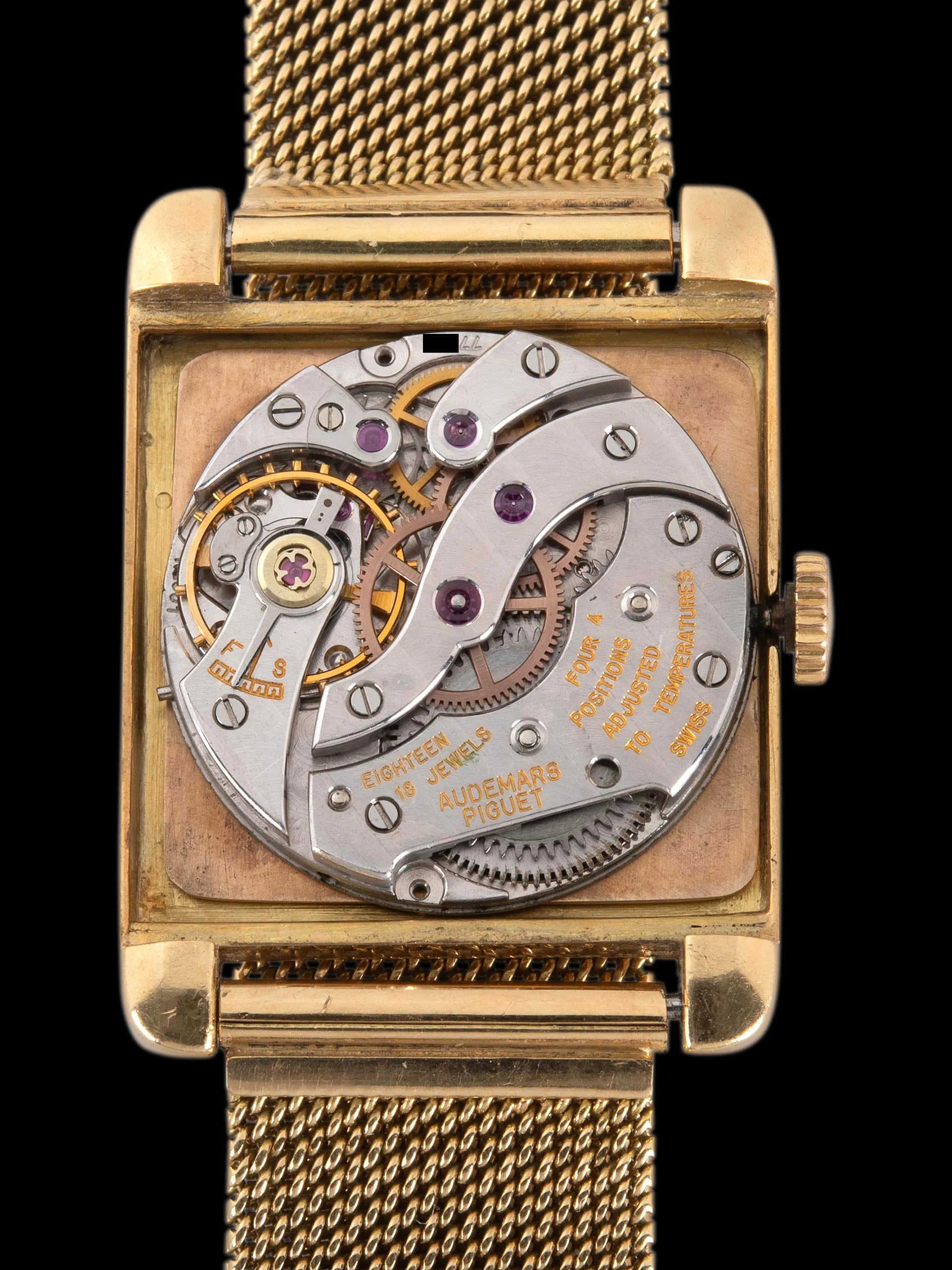 1950s Audemars Piguet 18K YG Dress Watch "Cal. K2001" W/ 18K Gold Gay Freres Mesh Bracelet