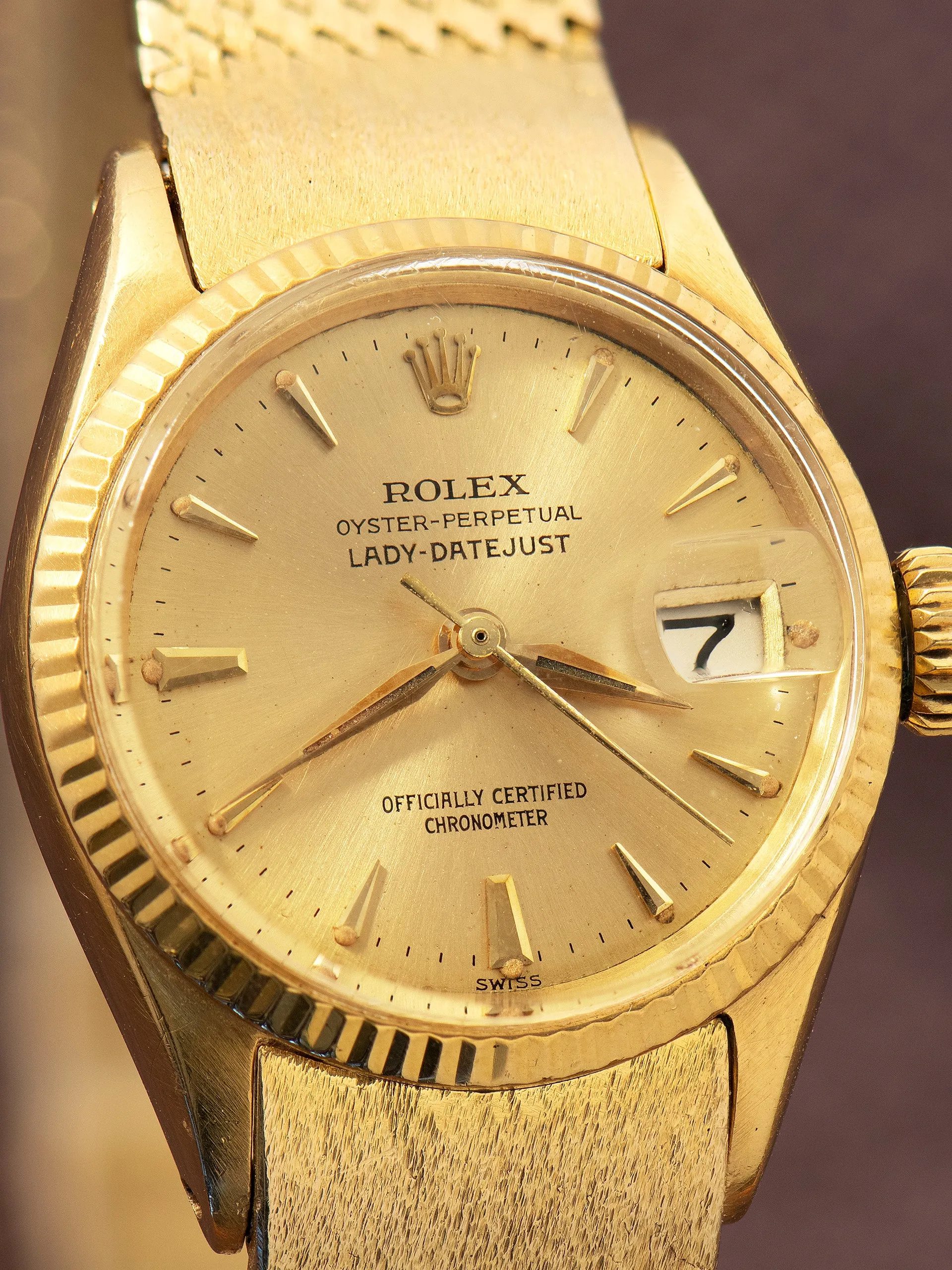 1953 Rolex Lady-Datejust 18K YG (Ref. 6517) Champagne "OCC" Dial W/ Mesh Bracelet