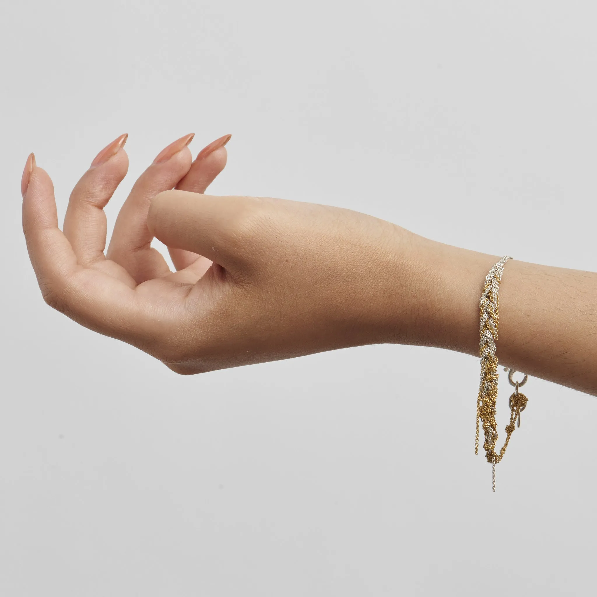 2-Tone Bare Chain Bracelet in Gold   Silver
