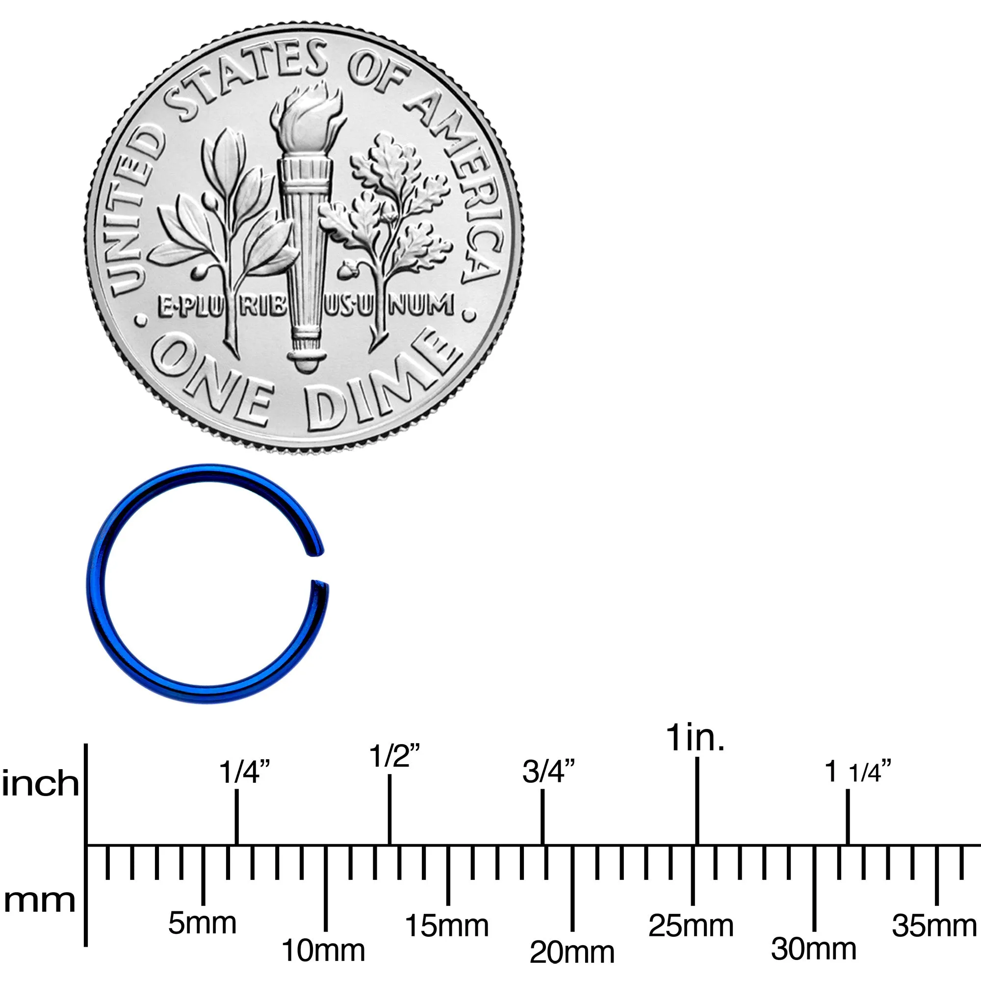 20 Gauge 5/16 Blue Anodized Seamless Circular Ring Set of 12