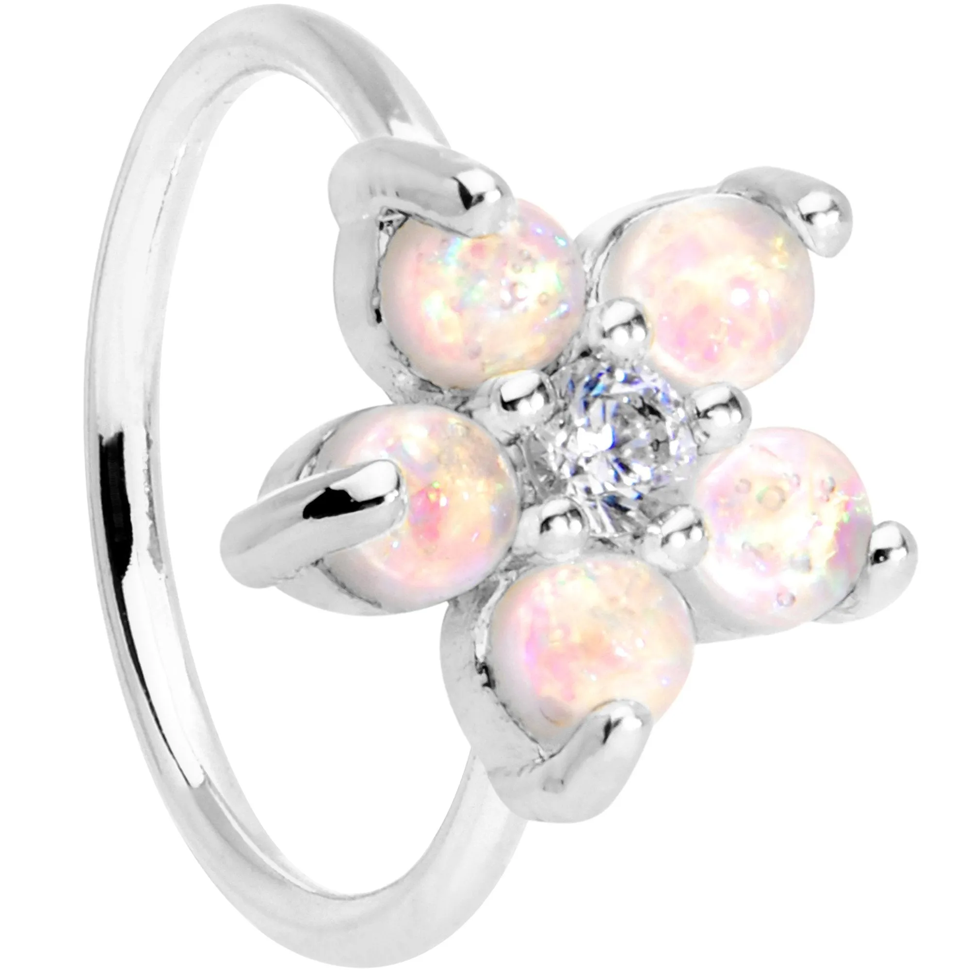 20 Gauge Clear CZ White Faux Opal Seamless Circular Ring