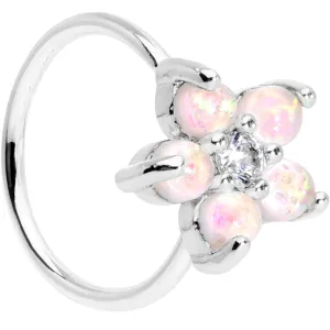 20 Gauge Clear CZ White Faux Opal Seamless Circular Ring