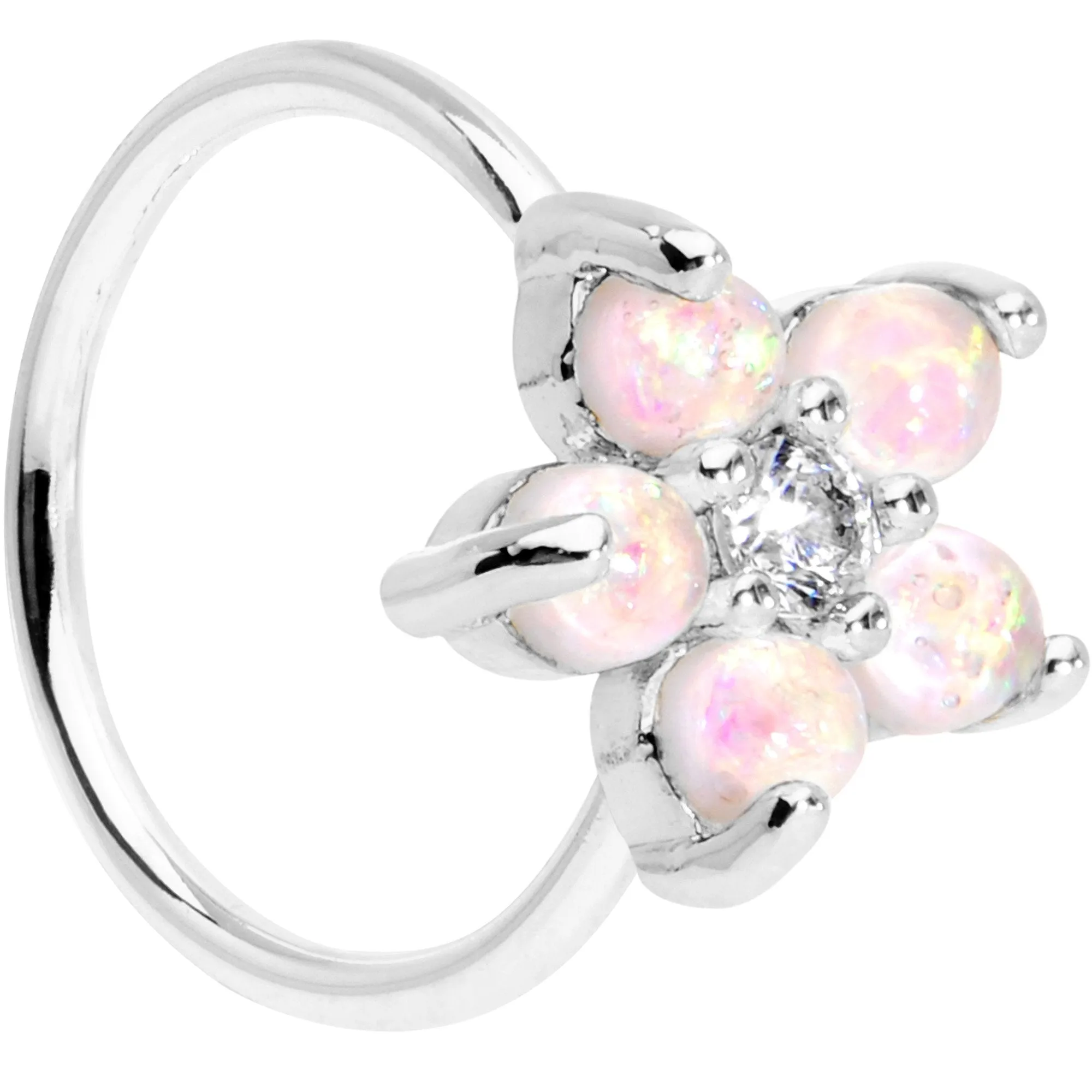 20 Gauge Clear CZ White Faux Opal Seamless Circular Ring