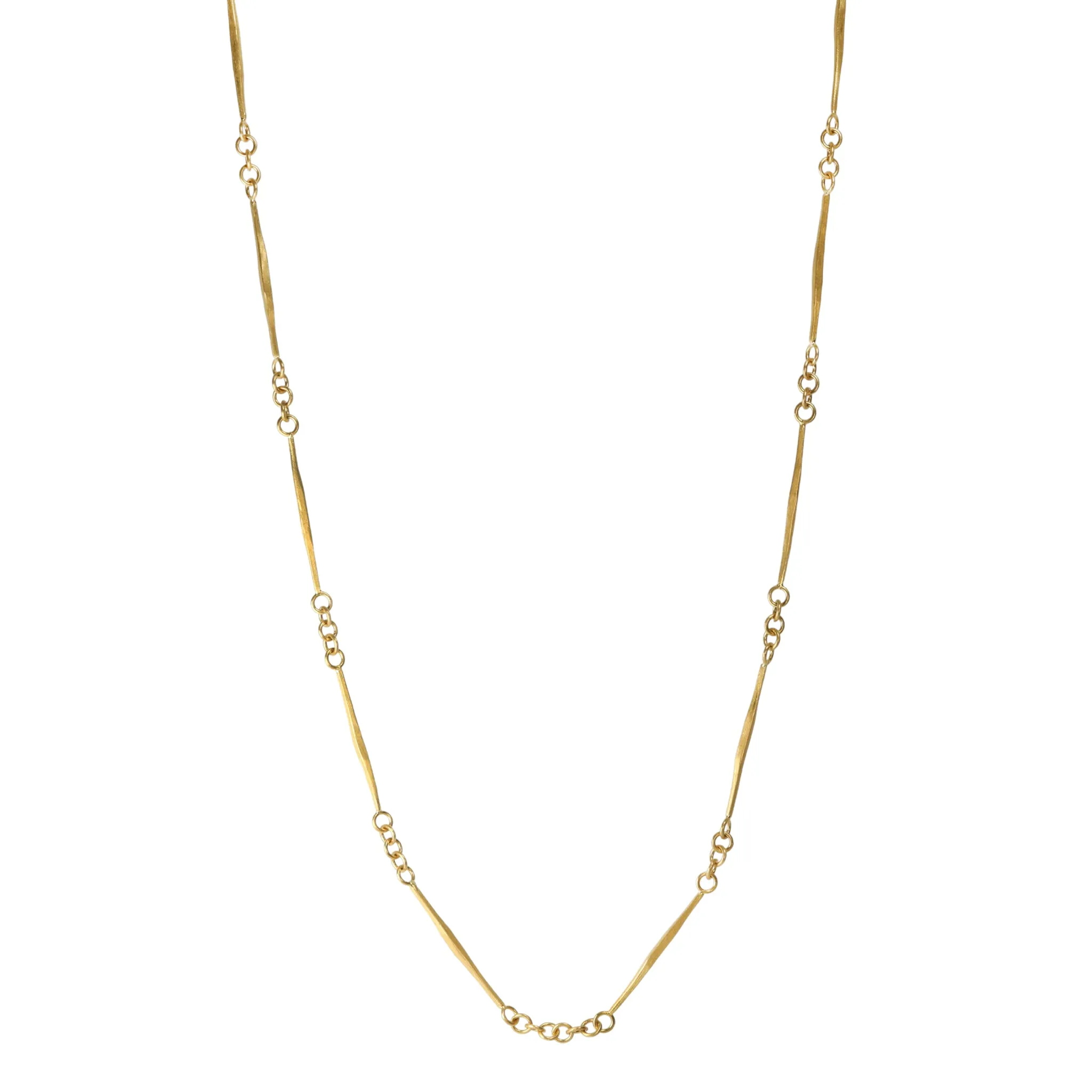 22K Gold Handmade "Twig" Bar Chain