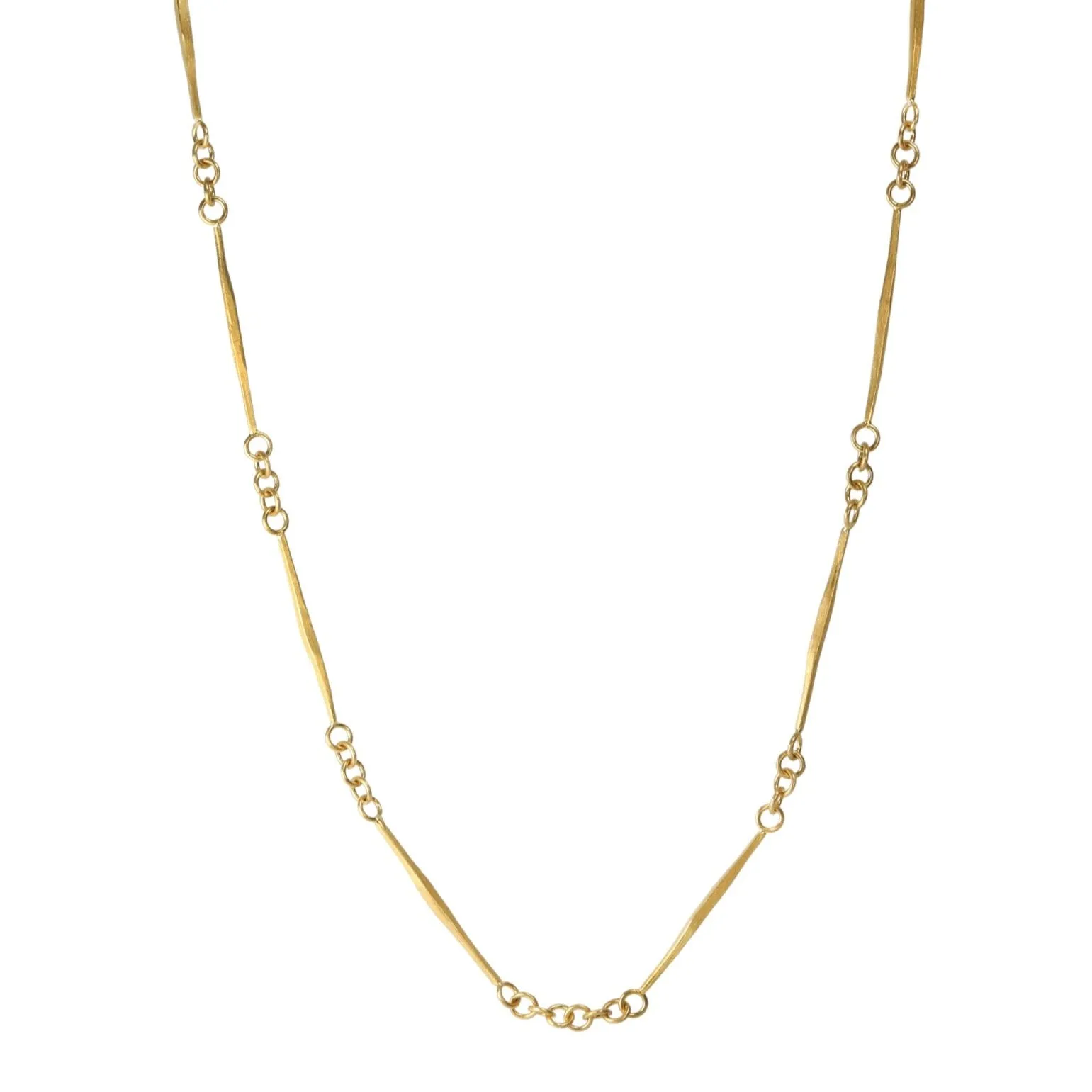 22K Gold Handmade "Twig" Bar Chain