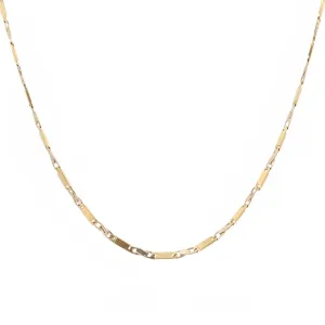 24” Italian Two-Tone Bar Link Chain in Solid 18k Yellow & White Gold