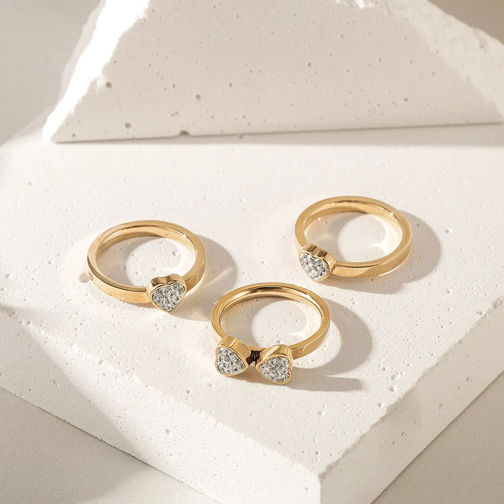 3-Stack Gold Clover CZ Rings, Set of 3