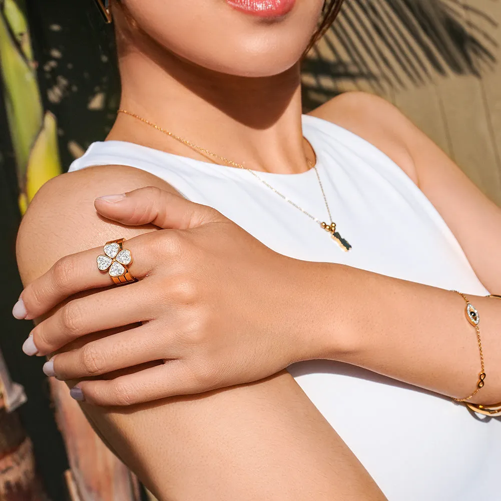 3-Stack Gold Clover CZ Rings, Set of 3