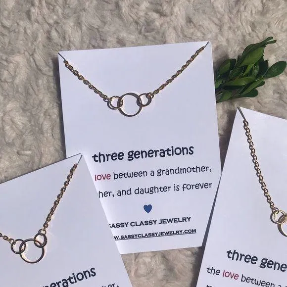 3 Three Generations Circle Necklace Mom Grandma