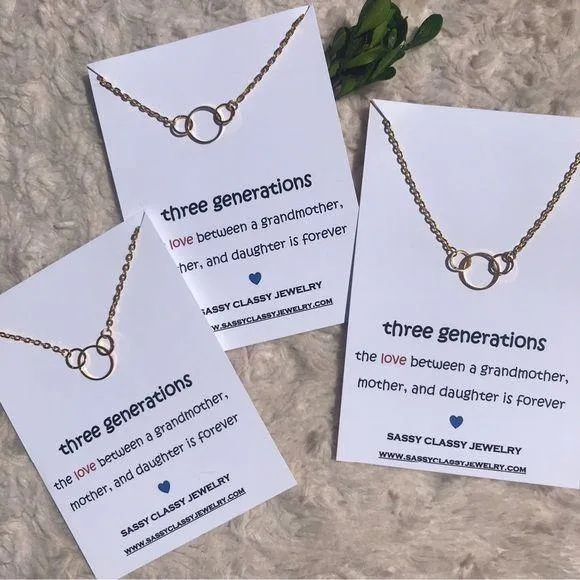 3 Three Generations Circle Necklace Mom Grandma