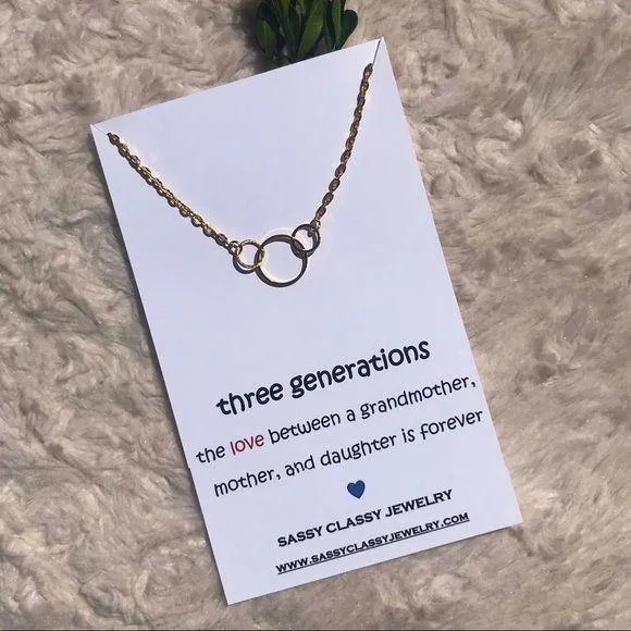 3 Three Generations Circle Necklace Mom Grandma