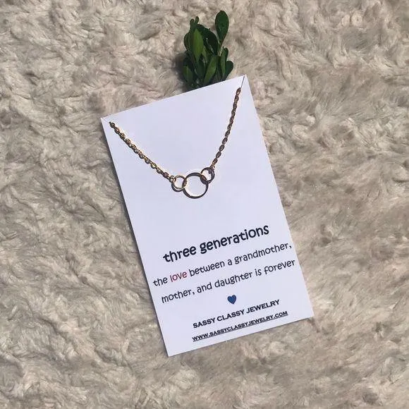 3 Three Generations Circle Necklace Mom Grandma