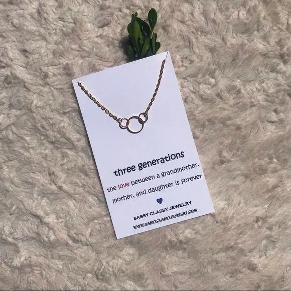 3 Three Generations Circle Necklace Mom Grandma