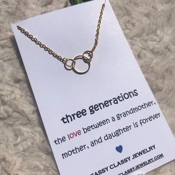 3 Three Generations Circle Necklace Mom Grandma