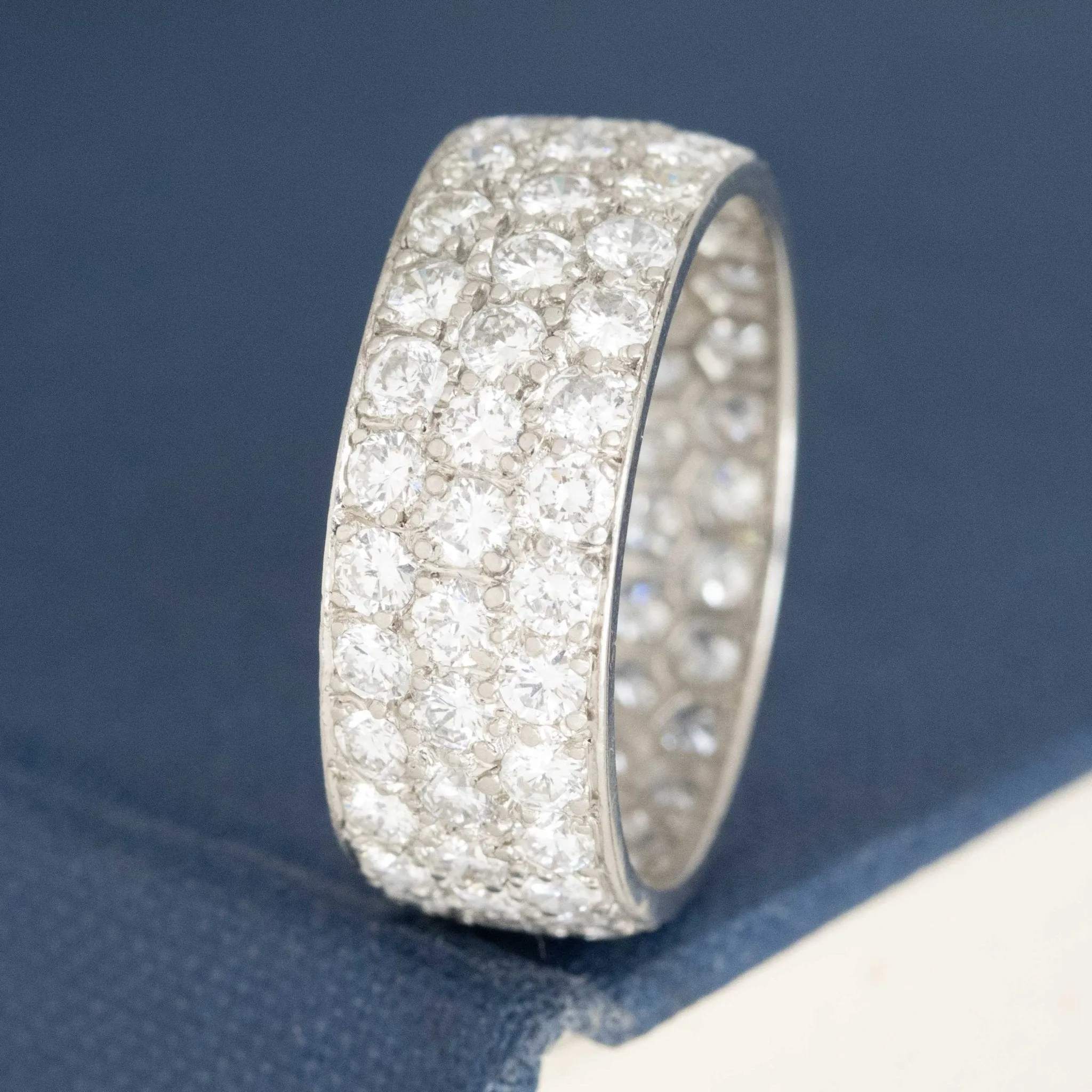 3.00ctw Diamond Pave Triple Row Wide Band
