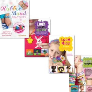 4 Loom Books Collection Set 150 projects Collection Rainbow, (Loom Magic, Creatures! )