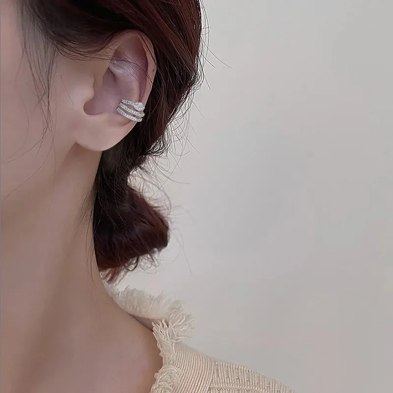925 Stamp Silver Zirconia Pearl Clip On Earrings for Women Geometric Ear Cuff Girl Jewelry