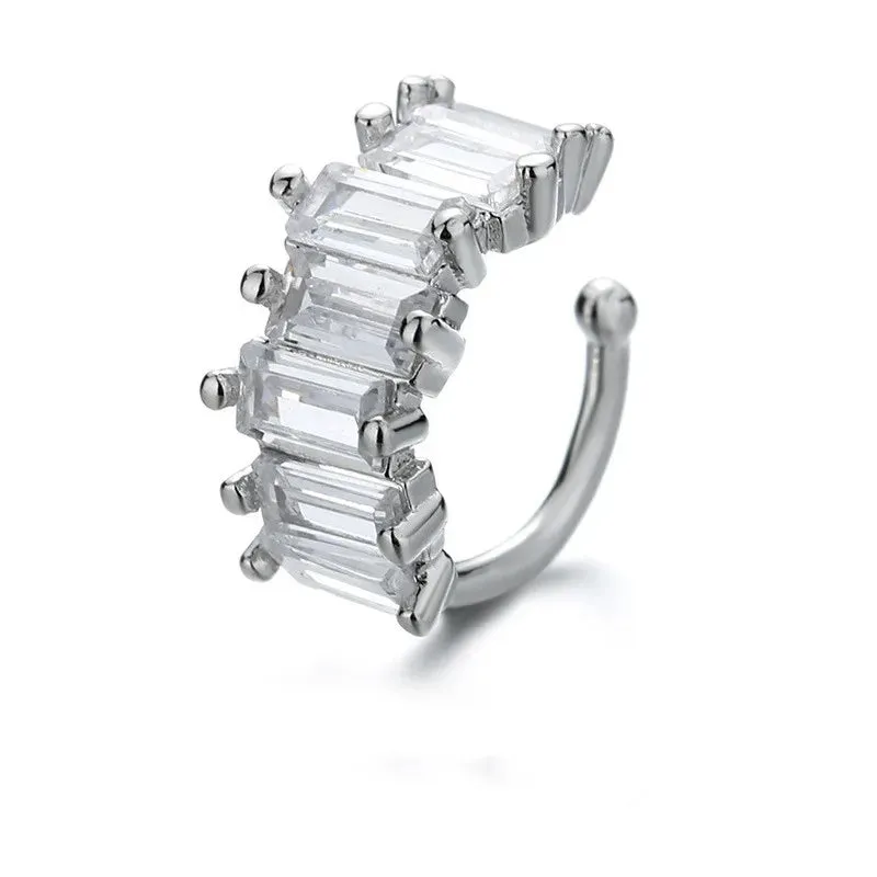 925 Stamp Silver Zirconia Pearl Clip On Earrings for Women Geometric Ear Cuff Girl Jewelry