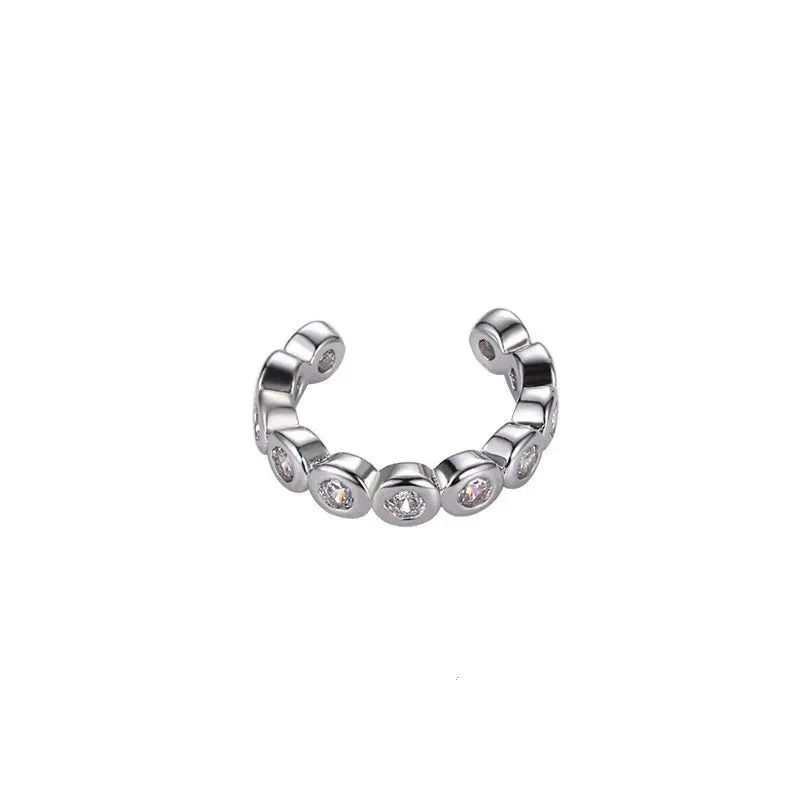 925 Stamp Silver Zirconia Pearl Clip On Earrings for Women Geometric Ear Cuff Girl Jewelry