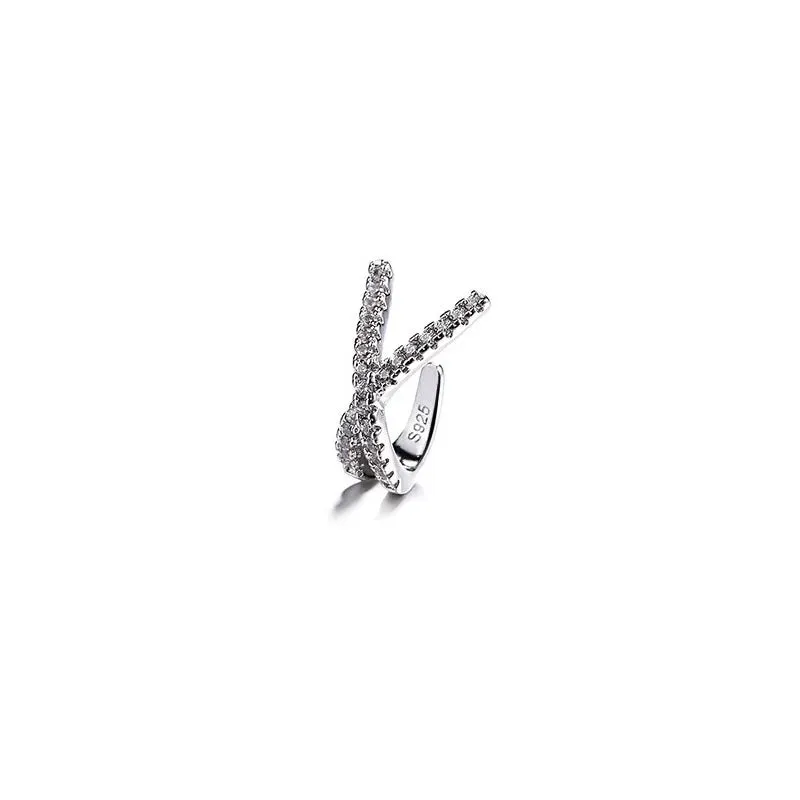 925 Stamp Silver Zirconia Pearl Clip On Earrings for Women Geometric Ear Cuff Girl Jewelry