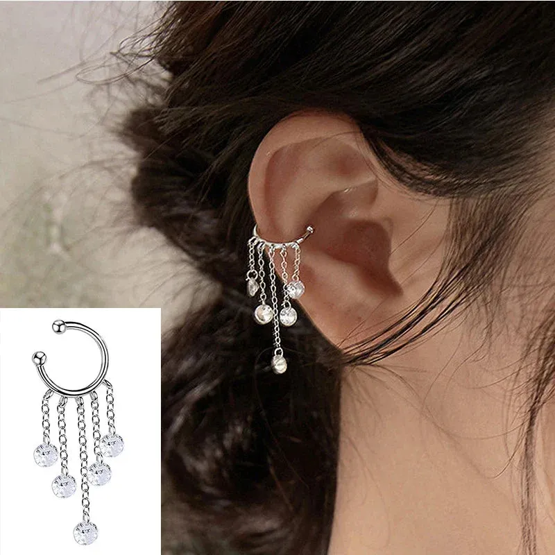 925 Stamp Silver Zirconia Pearl Clip On Earrings for Women Geometric Ear Cuff Girl Jewelry