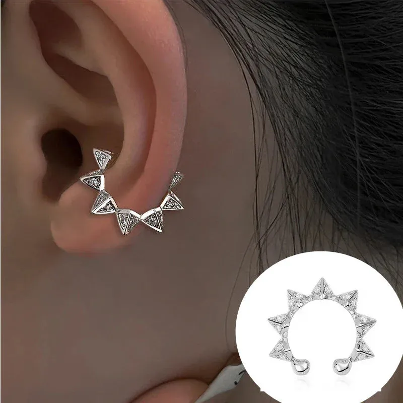 925 Stamp Silver Zirconia Pearl Clip On Earrings for Women Geometric Ear Cuff Girl Jewelry