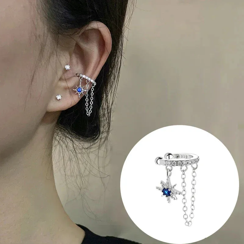 925 Stamp Silver Zirconia Pearl Clip On Earrings for Women Geometric Ear Cuff Girl Jewelry