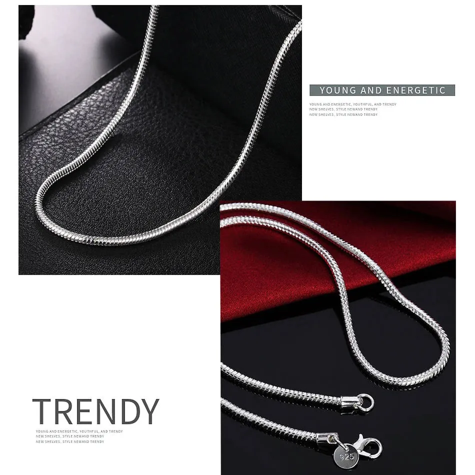925 Sterling Silver 1mm/2mm/3mm Snake Chain Necklace for Unisex
