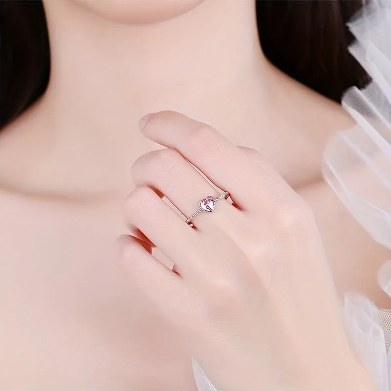 925 Sterling Silver Narrow Ring Inlaid Zirconia Stacking Ring