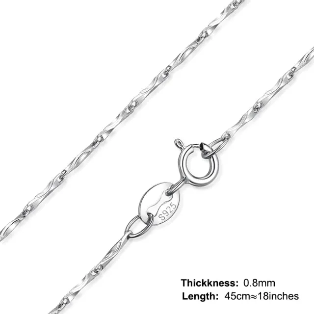 925 Sterling Silver Twisted Fashion Jewelry Chain Necklace for Women