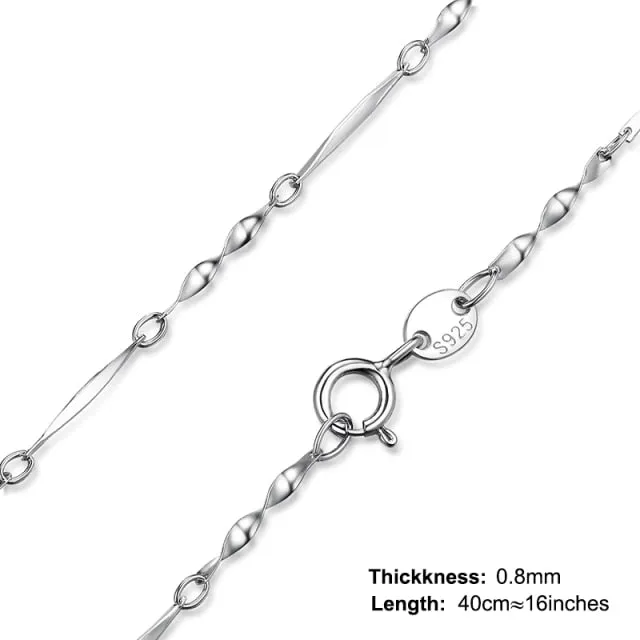 925 Sterling Silver Twisted Fashion Jewelry Chain Necklace for Women