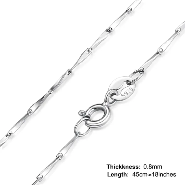 925 Sterling Silver Twisted Fashion Jewelry Chain Necklace for Women