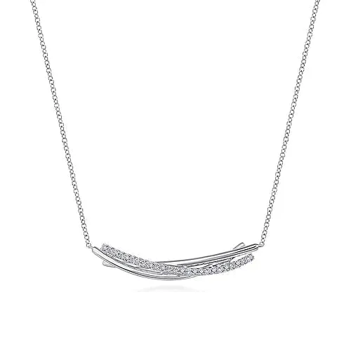 925 Sterling Silver White Sapphire Bar Necklace