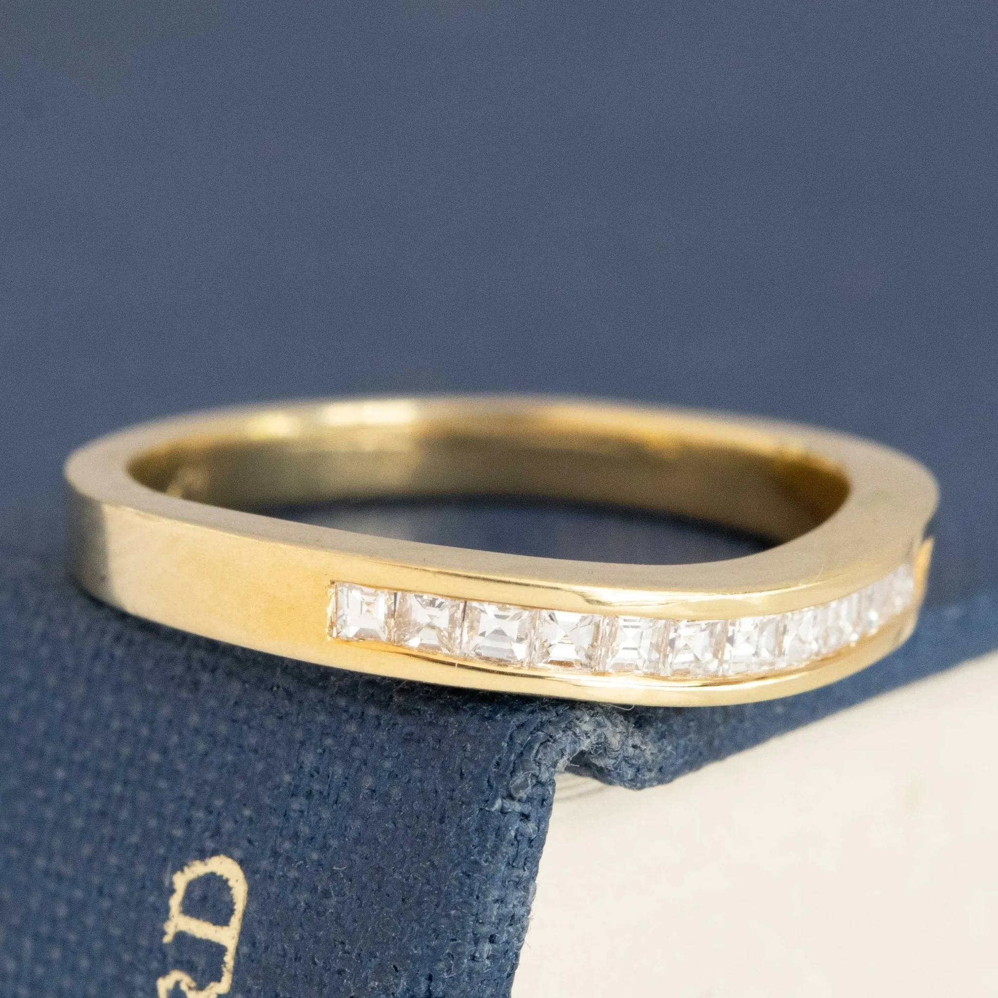 .92ctw Vintage Carre Cut Diamond Curved Stacker Bands