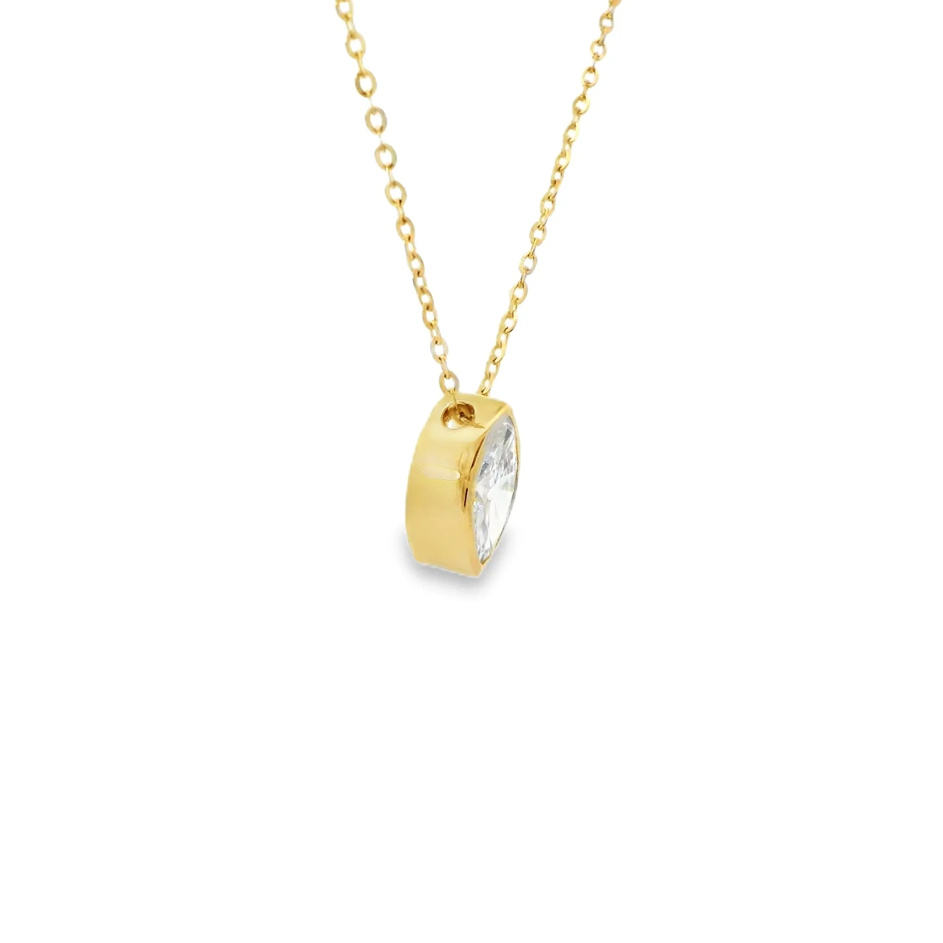 9ct Yellow Gold Marquise Cut Lab Grown Diamond Bezel Set Slider Necklace 45cm TDW= 0.50ct